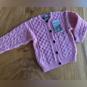 NWT 🇮🇪 Aran Crafts Kids Pink Cable Knit Cardigan 2-3T